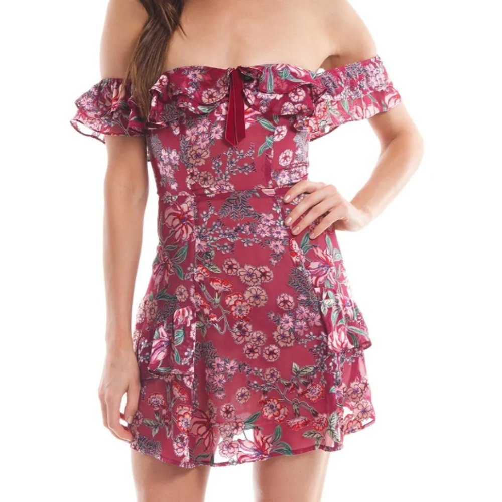 For Love and Lemons Floral burgundy dress size small